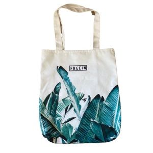 Freein Tropical Canvas Resusable Tote Shopping Bag Spring Summer Beach 12x15